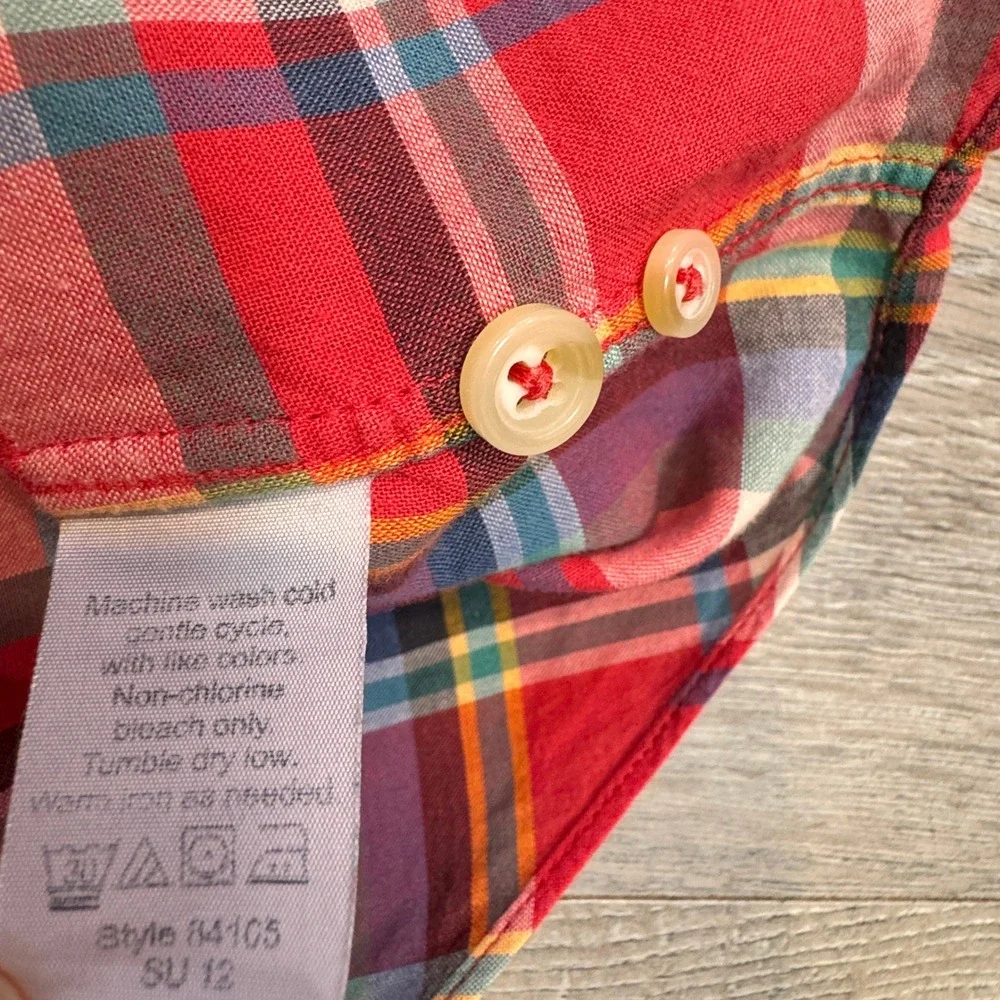 J.Crew Mens Red Plaid Short Sleeve Button Down Shirt‎ Size Large L